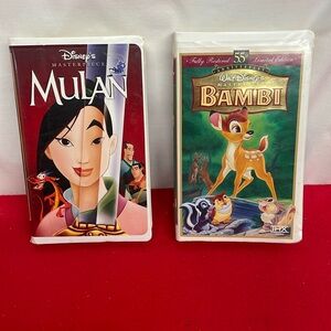 Walt Disney VHS Tape lot of 2 - Mulan - Bambi